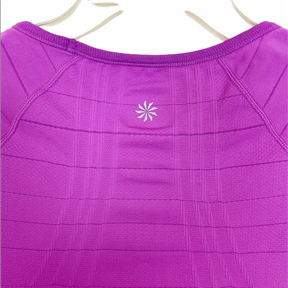 Athleta Magenta Striped Fastest Track Tee Shirt Size Small - Picture 6 of 7